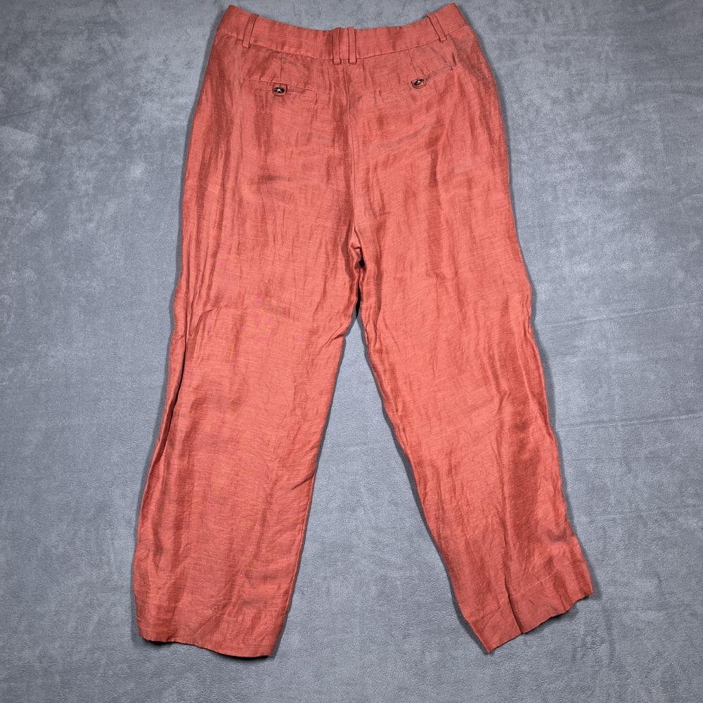 J.Crew Womens Rust Orange Linen Cupro Blend Pleated Wide Leg Pants Size 8 - Picture 2 of 11